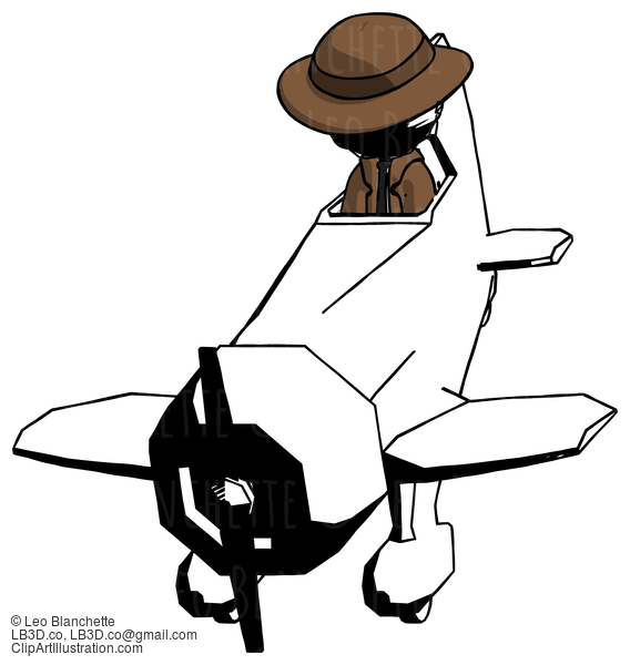 Ink Detective Man In Geebee Stunt Plane Descending Front Angle View #971