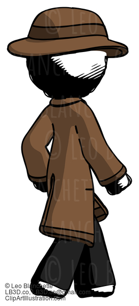 Ink Detective Man Walking Away Direction Right View #972
