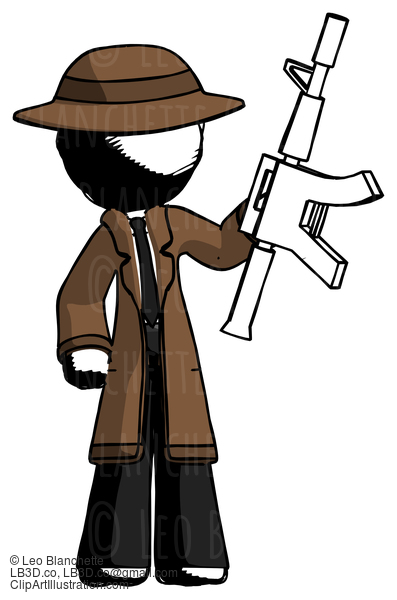 Ink Detective Man Holding Automatic Gun #973