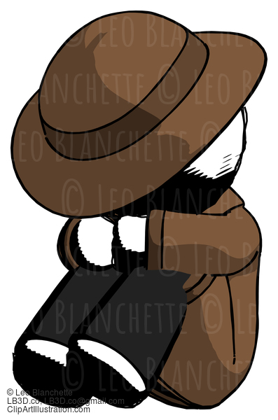 Ink Detective Man Sitting With Head Down Facing Angle Left #975
