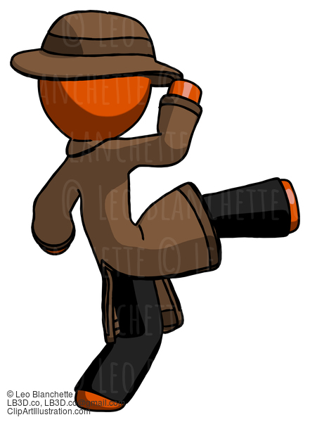 Orange Detective Man Kick Pose #1286