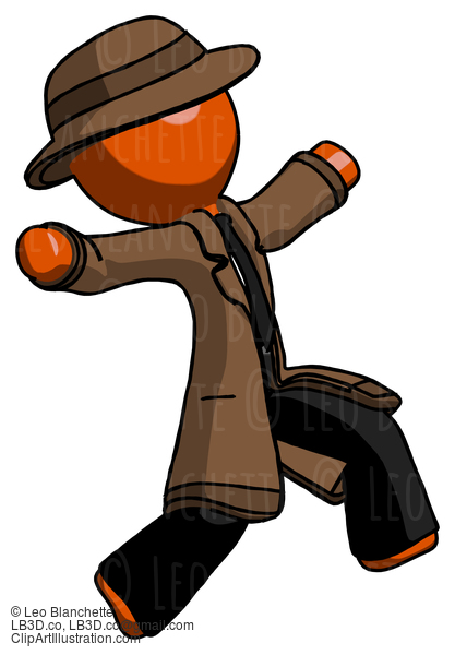 Orange Detective Man Running Away In Hysterical Panic Direction Right #1293