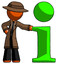 Orange Detective Man with info symbol leaning up against it