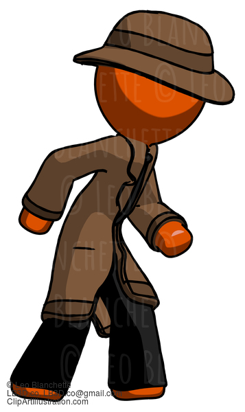 Orange Detective Man Suspense Action Pose Facing Right #1315