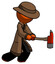 Orange Detective Man with ax hitting, striking, or chopping
