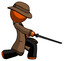 Orange Detective Man with ninja sword katana slicing or striking something