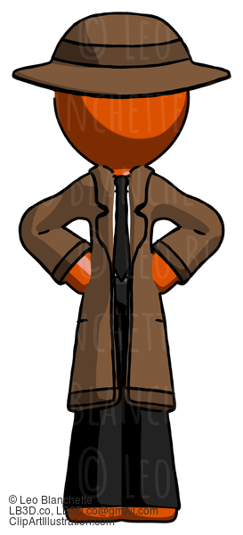 Orange Detective Man Hands On Hips #1337