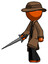 Orange Detective Man with sword walking confidently