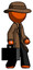 Orange Detective Man Walking With Briefcase To The Right