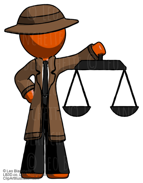 Orange Detective Man Holding Scales Of Justice #1349