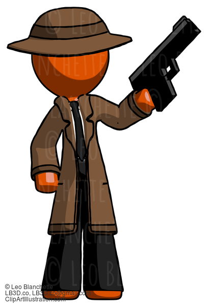 Orange Detective Man Holding Handgun #1357