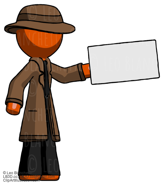 Orange Detective Man Holding Large Envelope #1358