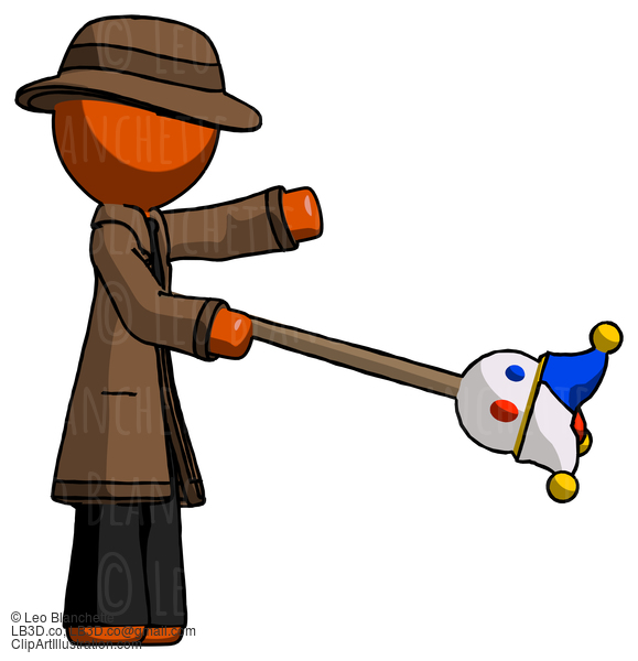 Orange Detective Man Holding Jesterstaff - I Dub Thee Foolish Concept #1364