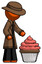 Orange Detective Man with giant cupcake dessert