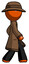 Orange Detective man walking right side view