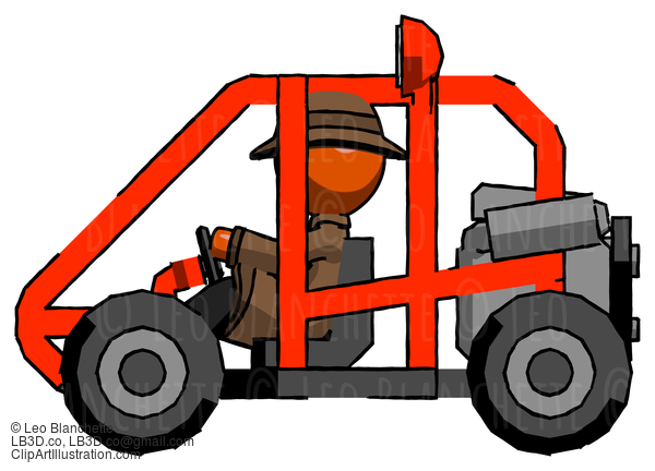 Orange Detective Man Riding Sports Buggy Side View #1386