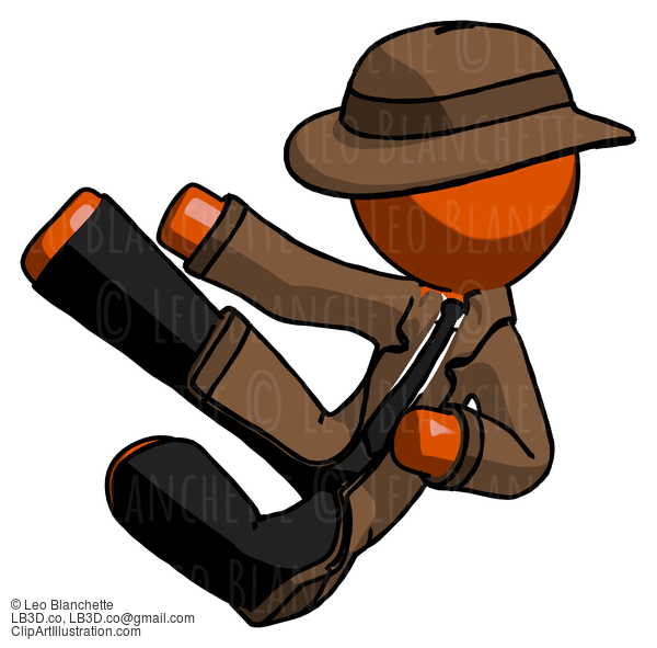 Orange Detective Man Flying Ninja Kick Left #1393