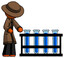 Orange Detective Man Using Test Tubes Or Vials On Rack
