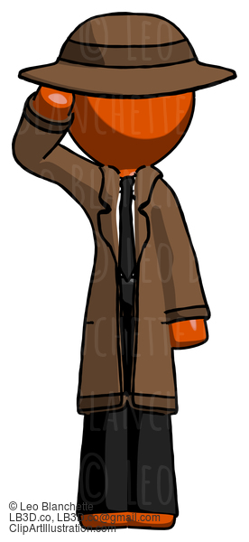 Orange Detective Man Soldier Salute Pose #1401