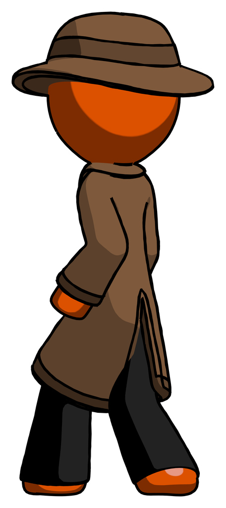 Orange Detective man walking away direction left view