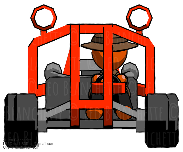 Orange Detective Man Riding Sports Buggy Front View #1409