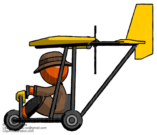 Orange Detective Man In Ultralight Aircraft Side View #1410