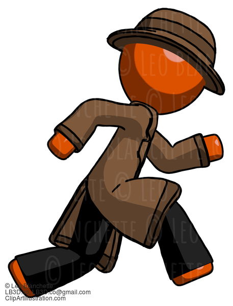 Orange Detective Man Running Fast Right #1412