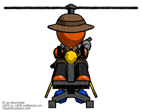 Orange Detective Man Flying In Gyrocopter Front View #1414