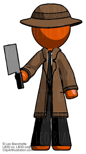 Orange Detective Man Holding Meat Cleaver #1416