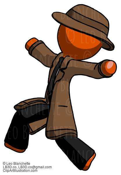 Orange Detective Man Running Away In Hysterical Panic Direction Left #1422