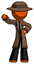 Orange Detective Man Waving Right Arm with Hand on Hip