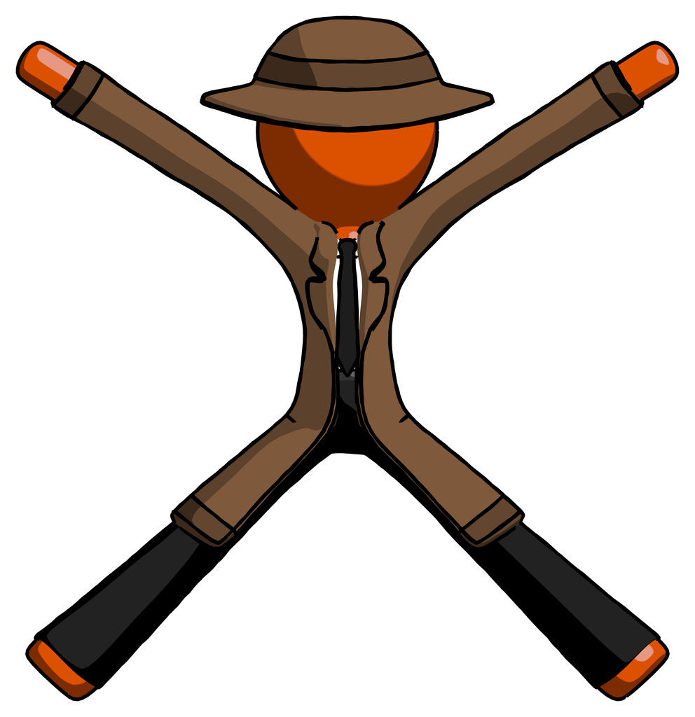 Orange Detective Man with arms and legs stretched out