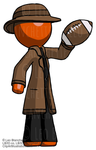 Orange Detective Man Holding Football Up #1440