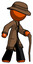 Orange Detective Man walking with hiking stick