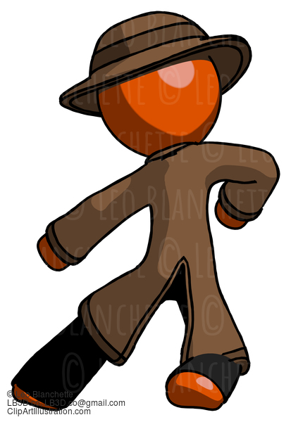 Orange Detective Man Karate Defense Pose Left #1459