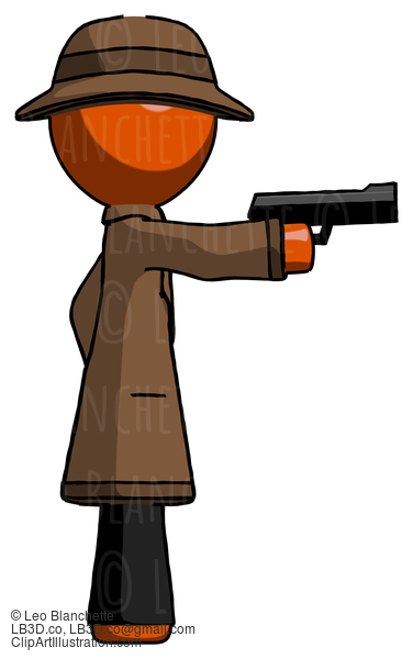 Orange Detective Man Firing A Handgun #1463