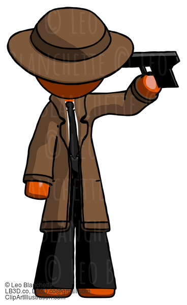 Orange Detective Man Suicide Gun Pose #1476