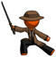 Orange Detective Man with ninja sword katana in defense pose