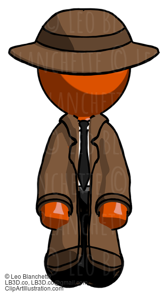 Orange Detective Man Kneeling Front Pose #1482