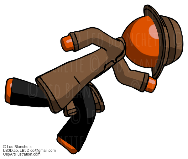 Orange Detective Man Running While Falling Down #1484