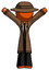 Orange Detective Man with Arms Out Joyfully
