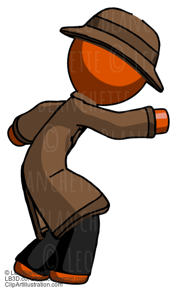 Orange Detective Man Sneaking While Reaching For Something #1487