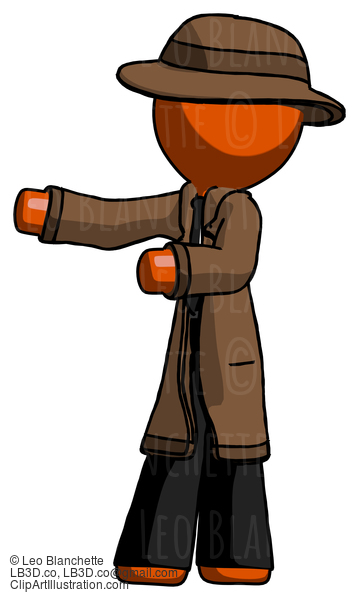 Orange Detective Man Presenting Something To His Right #1489