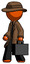 Orange Detective Man Walking With Briefcase To The Left