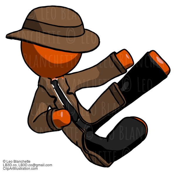 Orange Detective Man Flying Ninja Kick Right #1500