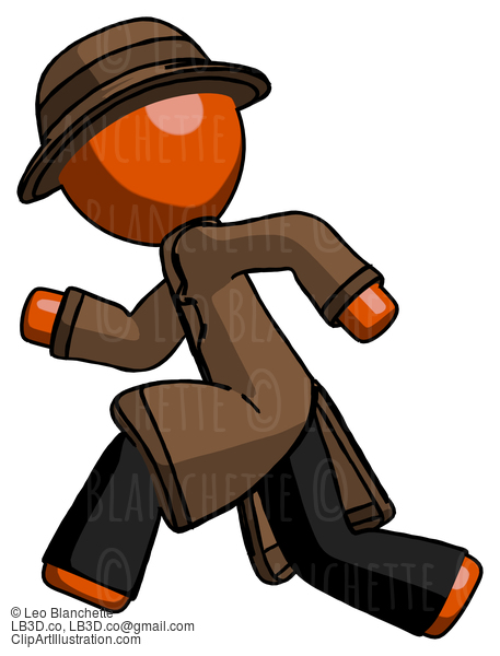 Orange Detective Man Running Fast Left #1502