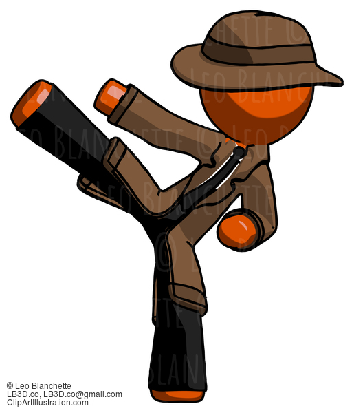 Orange Detective Man Ninja Kick Left #1505