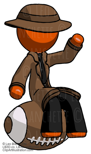 Orange Detective Man Sitting On Giant Football #1516