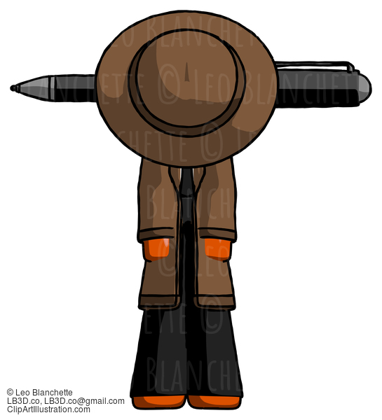 Orange Detective Man Head Impaled With Pen #1518