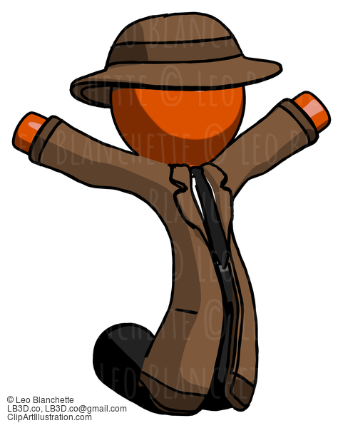 Orange Detective Man Jumping Or Kneeling With Gladness #1519